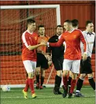  ?? PICTURE: David Linney ?? SOLDIERING ON: The Army’s Luke Noble celebrates scoring at Tamworth