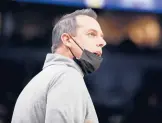  ?? BRUCE KLUCKHOHN/AP ?? Lakers coach Frank Vogel entered the NBA’s health and safety protocols Sunday and wasn’t on the bench for his team’s game against the Bulls.