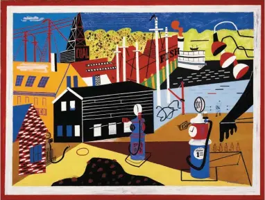  ??  ?? Stuart Davis (1892-1964), Lanscape with Garage Lights, 1931-32. Oil on canvas, 32 x 417/8 in. Memorial Art Gallery of the Univeristy of Rochester, New York: Marion Stratton Gould Fund. © Estate of Stuart Davis/licensed by VAGA, New York.
