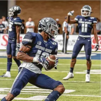  ?? Wade Denniston / Utah State ?? Like other college athletes, former North Shore WR Ajani Carter, a sophomore at Utah State, is at a crossroads in his career after the Mountain West Conference canceled its fall sports season.