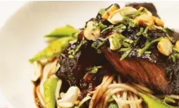  ?? CHRISTIAN LACROIX ?? Ricardo’s Tamari-Maple Braised Beef is accompanie­d by soba noodles.