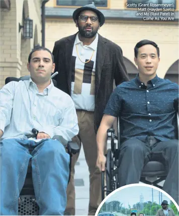  ??  ?? Scotty (Grant Rosenmeyer), Matt (Hayden Szeto) and Mo (Ravi Patel) in Come As You Are