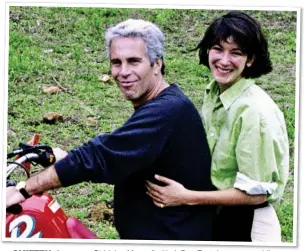  ?? ?? smitten: A younger Ghislaine Maxwell with Jeffrey Epstein on a motorbike