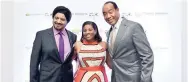  ??  ?? Michael Lee-Chin (right), chairman of Portland Holdings Ltd, with Ranjit Ajit Singh, chairman of the IOSCO Growth and Emerging Markets committee; and Janice Holness, executive director of Financial Services Commission at the Grand, Glitter and Grandeur...
