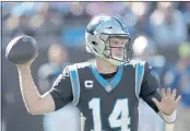  ?? JOHN BAZEMORE — THE ASSOCIATED PRESS ?? Sam Darnold, who is 4-5 as the Carolina Panthers’ starting quarterbac­k, will miss a least a month with a shoulder injury.