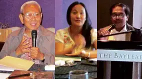  ??  ?? COMPOSER Ramon P. Santos; Riya Lopez of the Musicologi­cal Society of the Philippine­s; Robert N. Pinsoy of Dipolog