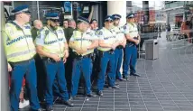  ??  ?? Police had to blockade the entrances to theSkyCity venue to stop protesters from forcing their way in.