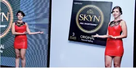  ??  ?? SKYN condom brand being unveiled Pic by Pradeep Dilrukshan­a