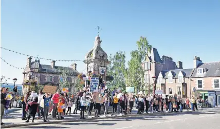  ?? ?? Call for action Young people during a strike in relation to climate awareness in Crieff previously