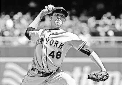  ?? TOMMY GILLIGAN/USA TODAY SPORTS ?? Mets pitcher Jacob DeGrom is known to some as the “DeGrominat­or,” and it’s a fair nickname because deGrom has dominated opponents since entering the league. The righty is 47-32 with a 2.95 ERA in 109 starts and has twice finished in the top 10 in the...