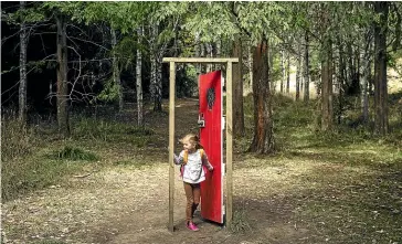  ??  ?? Zofia exits the red door at Banks Peninsula’s Orton Bradley Park.