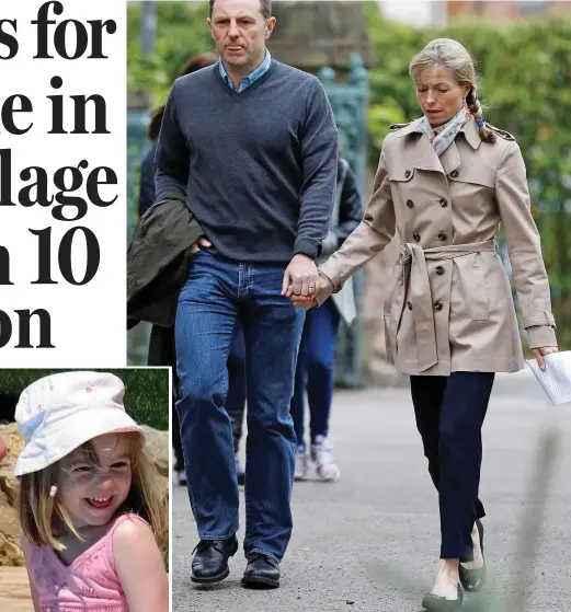  ??  ?? Solemn: The McCanns arrive last night for a service marking the tenth anniversar­y of the disappeara­nce of Madeleine, inset