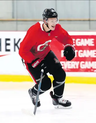  ?? TONY CALDWELL ?? Ottawa Senators forward prospect Brady Tkachuk will make his decision Sunday on whether to return to college this season at Boston University or sign a profession­al contract with the Senators.