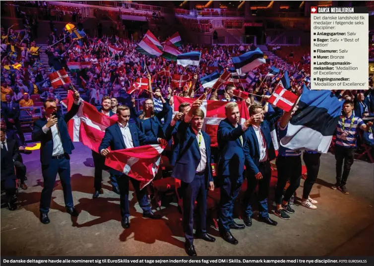  ?? FOTO: EUROSKILSS ?? De danske deltagere havde alle nomineret sig til EuroSkills ved at tage sejren indenfor deres fag ved DM i Skills. Danmark kaempede med i tre nye discipline­r.