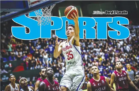  ?? FIBA ASIA ?? Gilas Pilipinas’ Matthew Wright goes for a shot against the defense of Qatar during their FIBA Asia Cup Group B match on Sunday, Aug. 13 in Beirut, Lebanon.