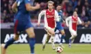  ??  ?? Ajax’s Frenkie de Jong plays by intuition but also ‘thinks about the game a lot’ Photograph: VI-Images/VI-Images via Getty Images