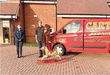  ??  ?? Joby Carter from Carter’s Steam Fair and Fiona Devine from Alexander Devine’s children’s hospice.