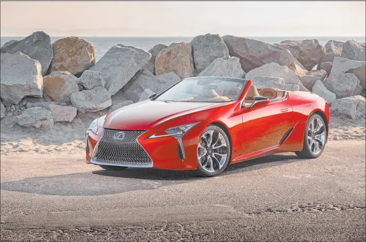  ?? Lexus ?? Featuring a lightweigh­t soft top, the 2022 Lexus LC 500 Convertibl­e maintains the same sleek silhouette as its coupe counterpar­t.