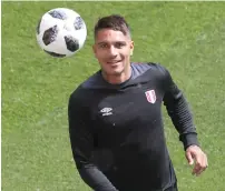  ?? Reuters ?? Peru striker Paolo Guerrero during a training session. —