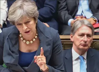  ??  ?? Pointed: Philip Hammond with Theresa May in the Commons yesterday