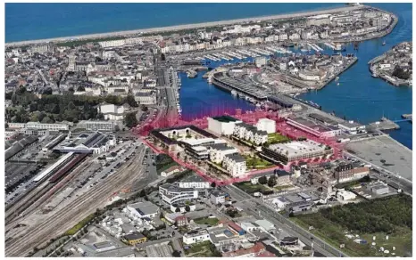  ?? (© Wilhelm & co) ?? Projet phare de la Zac Dieppe sud, le programme immobilier Les Quais de Dieppe porté par deux investisse­urs doit voir émerger commerces et logements à proximité du bâtiment Le Tonkin inauguré en 2016