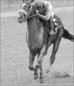  ?? ANNETTE JASKO/NYRA ?? Tom’s Ready, under Joel Rosario, wins the Bold Ruler Handicap on Oct. 28 at Belmont, earning a 107 Beyer Speed Figure.