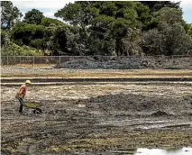  ?? BRADEN FASTIER/ STUFF ?? Nelmac contractor­s had to physically clean the Modellers’ pond ahead of the Internatio­nal Model Engineers in January this year.