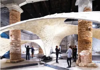  ??  ?? Venice Biennale: The Armadillo Vault’s hundreds of limestone slabs are held together without glue