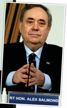  ??  ?? Truth be told: Alex Salmond took the oath, then used his repertoire of expression­s and gestures to devastatin­g effect