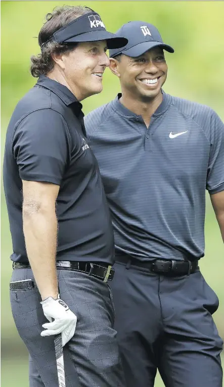  ?? SAM GREENWOOD/GETTY IMAGES ?? ESPN is reporting the much-ballyhooed, big-money showdown between golfers Phil Mickelson and Tiger Woods will be held during the U.S. Thanksgivi­ng weekend in late November at the Shadow Creek Golf Club in Las Vegas. The amount hasn’t been set, but...