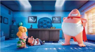  ?? DreamWorks Animation ?? Shown, from left, Harold, voiced by Thomas Middleditc­h, George, voiced by Kevin Hart, and Captain Underpants, voiced by Ed Helms, in a scene from "Captain Underpants: The First Epic Movie."