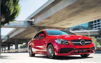  ?? PHOTO COURTESY OF MERCEDES-BENZ CANADA ?? The 2018 Mercedes-Benz CLA 250 4Matic Coupe is among an expanded portfolio of compact cars that have helped Mercedes-Benz welcome a new generation of drivers.