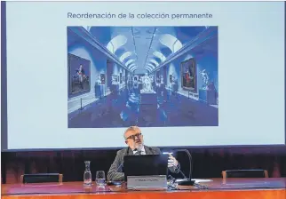  ?? RODRIGO JIMÉNEZ / EFE ?? Anuncio. Miguel Falomir presentó la programaci­ón que la pinacoteca prevé presentar este año.