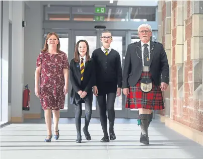  ?? Picture: Kris Miller. ?? At the opening are, from left: Head Teacher Connie Letford, Zoe Davidson, Jodie Harden and Provost Dennis Melloy.