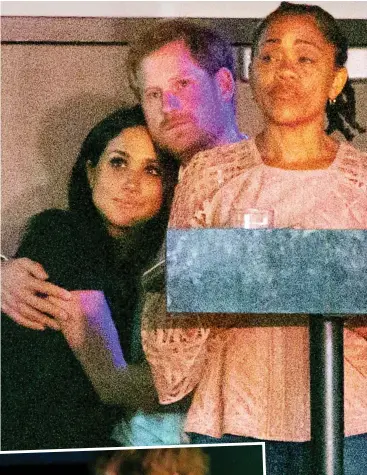  ??  ?? Meet the family: Harry joins Meghan Markle and her mother Doria Ragland on Saturday, above