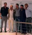  ??  ?? Maldini, Brocchi, Oddo, Gattuso e Ambrosini ieri a Milano