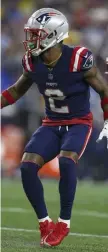  ?? AP fiLE ?? SIDELINED: Pats cornerback Jalen Mills will not play today against Houston.