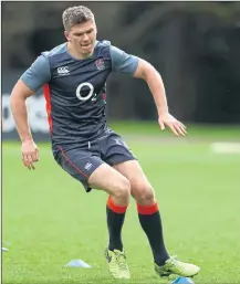  ??  ?? SPLIT LOYALTIES: England’s Owen Farrell is preparing to come up against his father Andy, defence coach of Ireland, in their final Six Nations match of the campaign