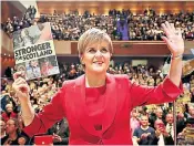  ??  ?? Scottish First Minister, Nicola Sturgeon, poses for a photograph after unveiling the Scottish National Party’s election manifesto in Perth yesterday