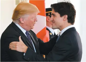  ?? PHOTO D’ARCHIVES, AFP ?? Le président américain Donald Trump alors qu’il recevait pour la première fois le premier ministre canadien Justin Trudeau à la Maison-Blanche le 13 février dernier.