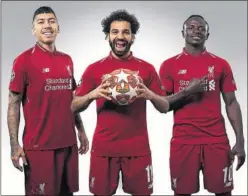  ??  ?? Firmino, Salah y Mané, el famoso tridente del Liverpool de Klopp.