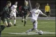  ?? JENNIFER FORBUS — FOR THE MORNING JOURNAL ?? Avon Lake’s Zach Ramsey controls the ball against the Medina Bees on Nov. 4.