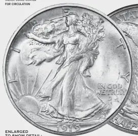  ??  ?? SILVER: one of the last
silver coins minted for circulatio­n ENLARGED TO SHOW DETAIL: year varies 1916-1947