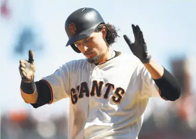  ?? Tony Avelar / Special to The Chronicle 2016 ?? The Giants’ Jarrett Parker is trying to nail down the starting job in left field this spring. At 28, he’s a little older than most players trying to establish themselves with an everyday spot in a major-league lineup.