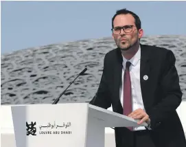  ?? Chris Whiteoak / The National ?? Manuel Rabaté, Louvre Abu Dhabi director, says it will always tell ‘the story of mankind’, even with alternatin­g exhibits