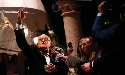  ?? Photograph: Jim Watson/AFP/Getty Images ?? Rudy Giuliani at Mar-a-Lago on New Year’s Eve 2019. ‘We moved into Mar-a-Lago and Donald kept our secret,’ Judith Giuliani said.