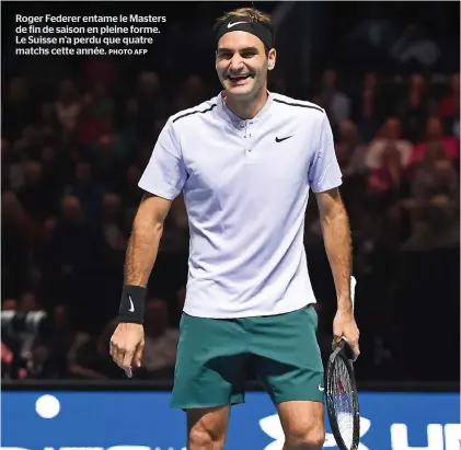  ?? PHOTO AFP ?? Roger Federer entame le Masters de fin de saison en pleine forme. Le Suisse n’a perdu que quatre matchs cette année.