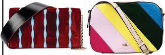  ??  ?? Rainbow bag, £99, kurtgeiger.com Diane von Furstenber­g bag, £240, harveynich­ols.com