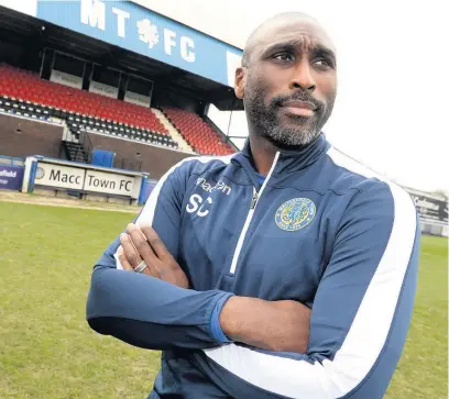  ?? Julian Hamilton ?? Sol Campbell insists he won’t give up on Macc – despite highlighti­ng a host of problems during an interview with Talksport Radio last week