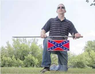  ?? LIAM RICHARDS/ STAR PHOENIX ?? Dale Pippin finds family pride in the Confederat­e flag. “Racism and hate have been linked to the flag for far too long and it’s incorrect,” says Pippin, whose family has roots to North Carolina.